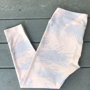 Fabletics Pink And Gray Print Leggings 7/8 Length